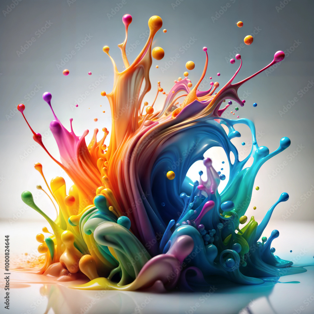 Fototapeta premium Vibrant colorful paint splash in dynamic explosion on white background