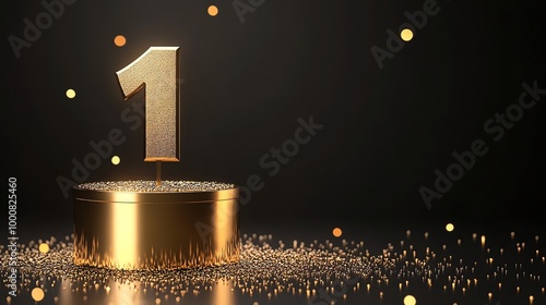 Golden number one on a pedestal.