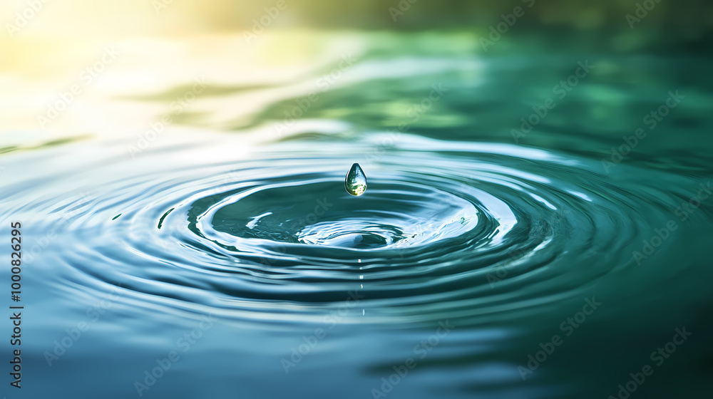 Ripples from water drop on calm lake Ripples from water drop on calm lake