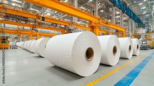 Paper Rolls in Factory Production Line