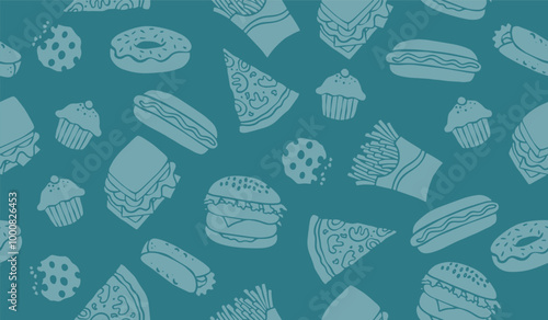 Cute fast food pattern background vector design