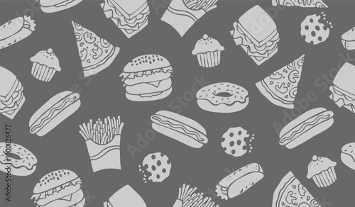 Cute fast food pattern background vector design