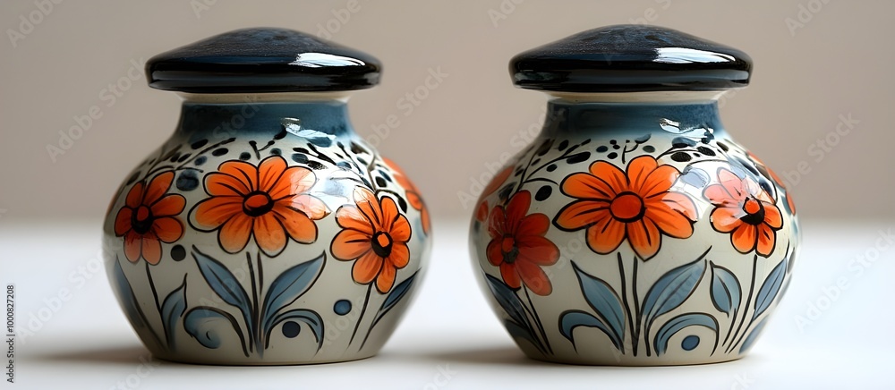 two vases with flowers painted on them
two vases with flowers painted on them