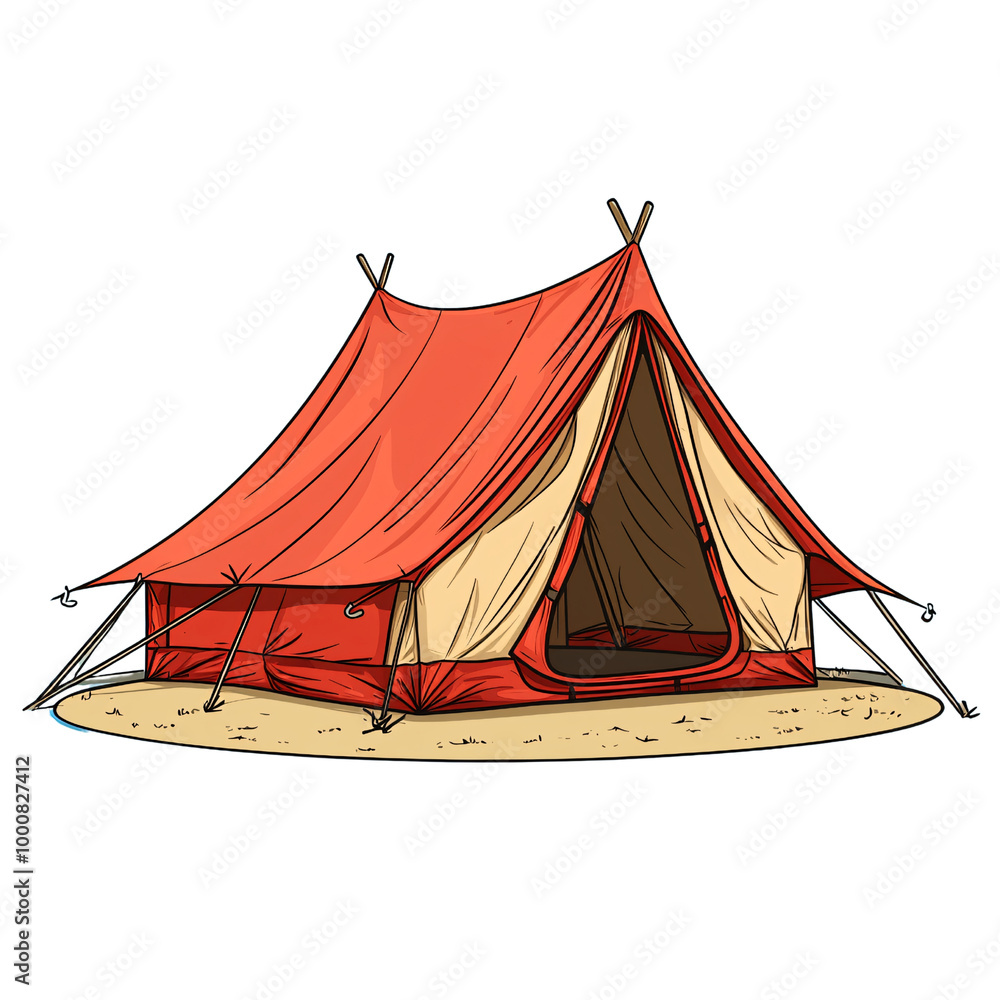 Red and Beige Camping Tent transparent background Red and Beige Camping Tent transparent background