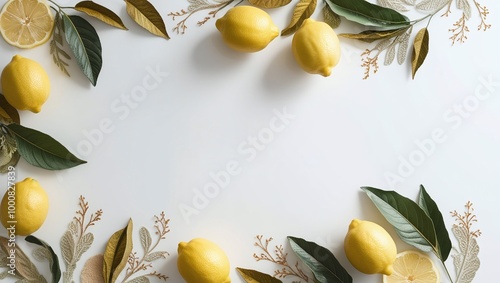 Beautiful olive branch frame with vibrant flowers, perfect for nature-inspired design or summer decoration