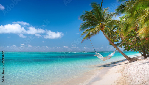 beach with palm trees Tranquil Seashore