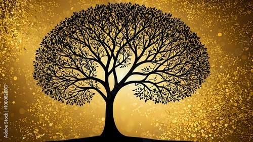 tree with colorful leaves,abstract background with lines,planets in space