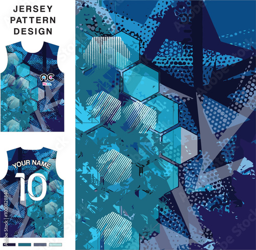 Abstract blue concept vector jersey pattern template for printing or sublimation sports uniforms football volleyball basketball e-sports cycling and fishing Free Vector.