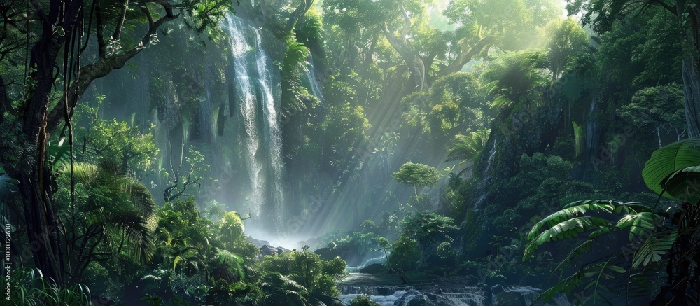 Obraz premium Dense Forest Waterfall