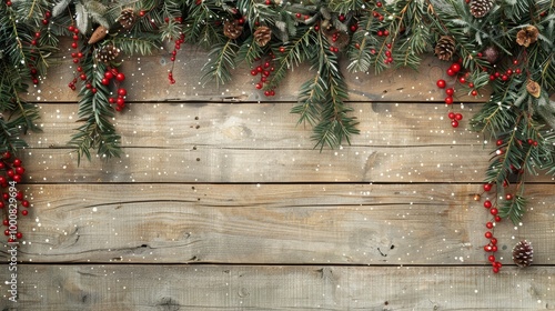 Rustic Christmas Greeting Card Background with Burlap Texture and Pinecone Decorations for Copy Space