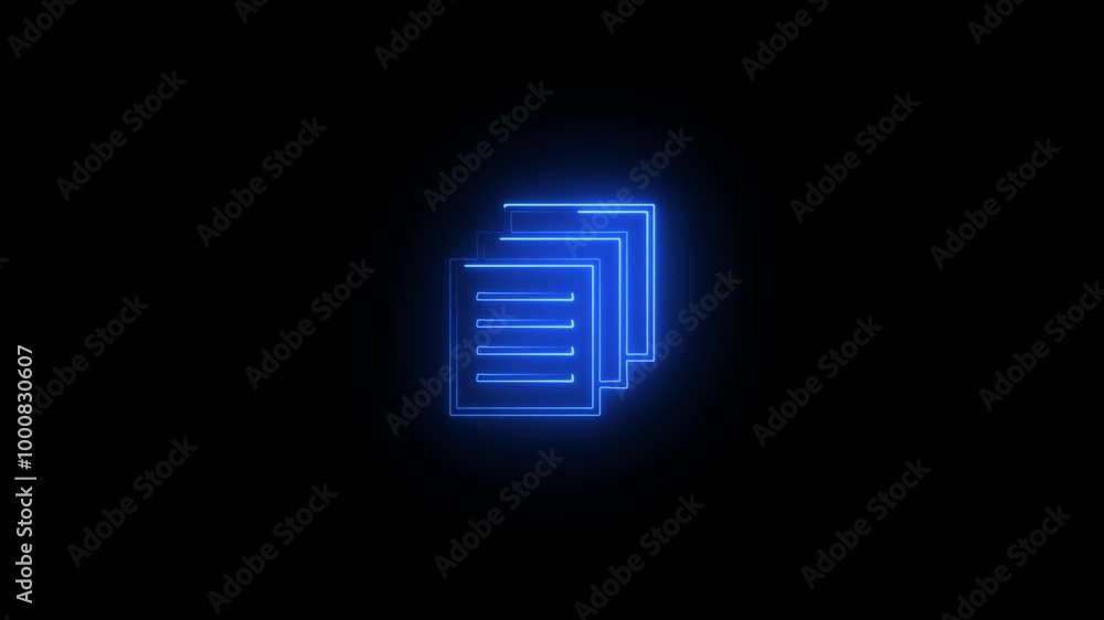 Glowing neon Folder icon isolated. Glowing neon line File document icon . Glowing neon Folder icon isolated. Glowing neon line File document icon .