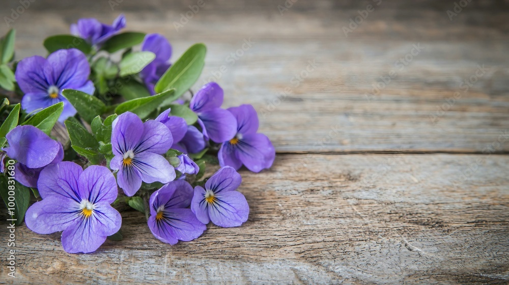 Captivating Purple Violets in Natural Harmony on A Rustic Wooden Background Captivating Purple Violets in Natural Harmony on A Rustic Wooden Background