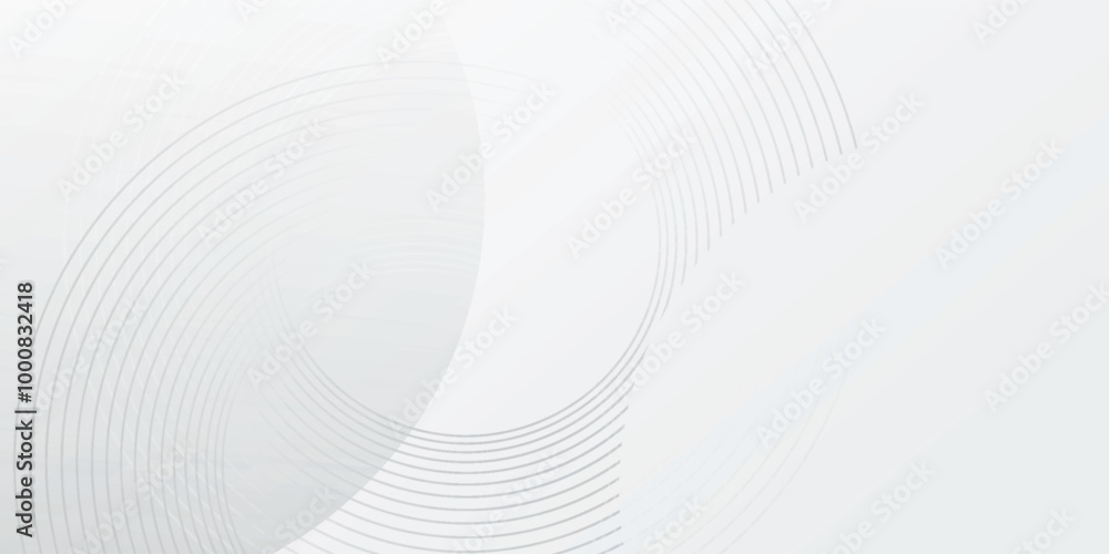 Naklejka premium White geometric abstract background overlap layer on bright space with lines effect decoration. Modern graphic design element circles style concept for