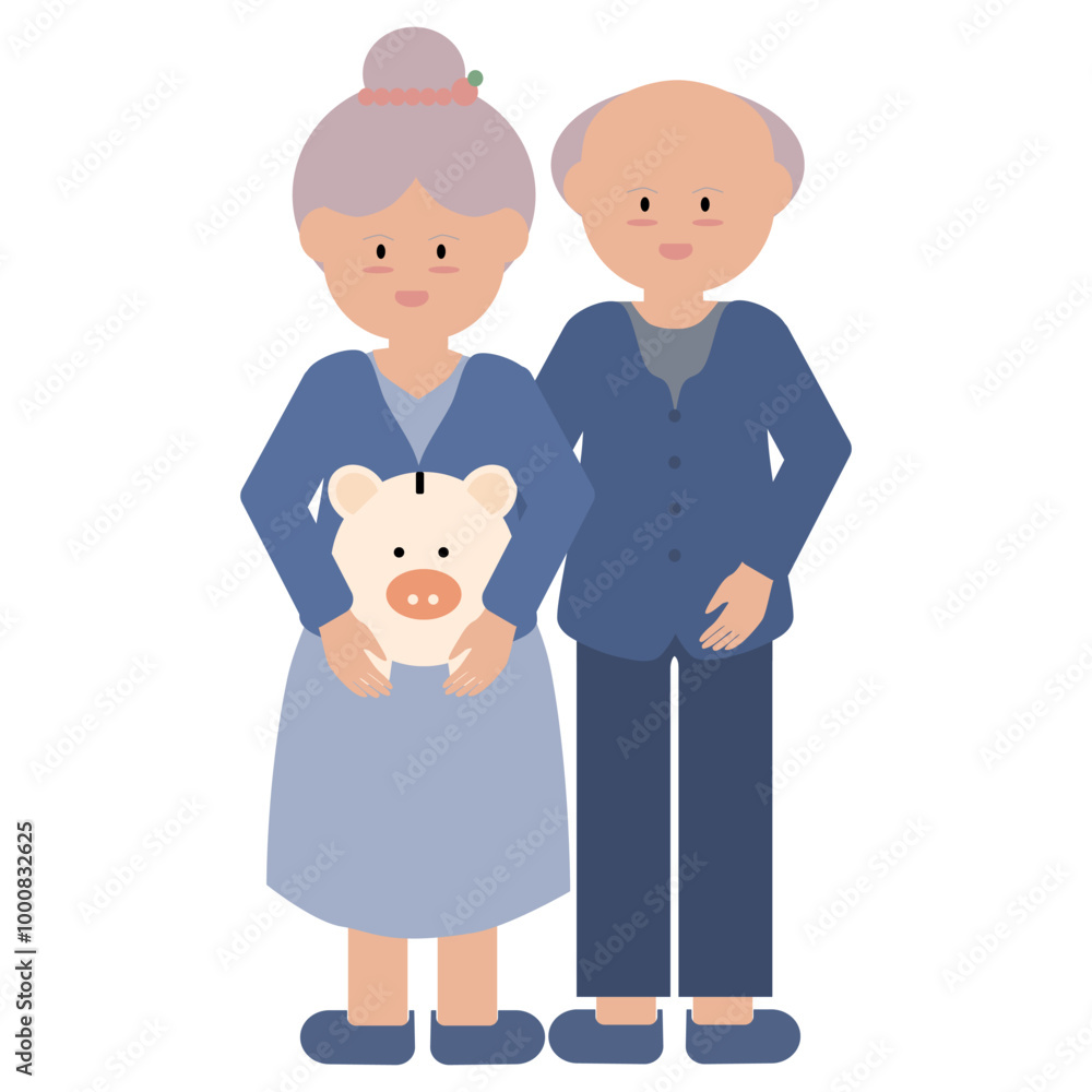 Elderly holding piggy bank, retirement and pension concept Elderly holding piggy bank, retirement and pension concept