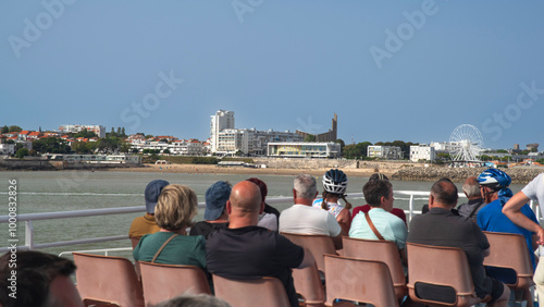 Arriving in Royan by boat, church and typical architecture photo