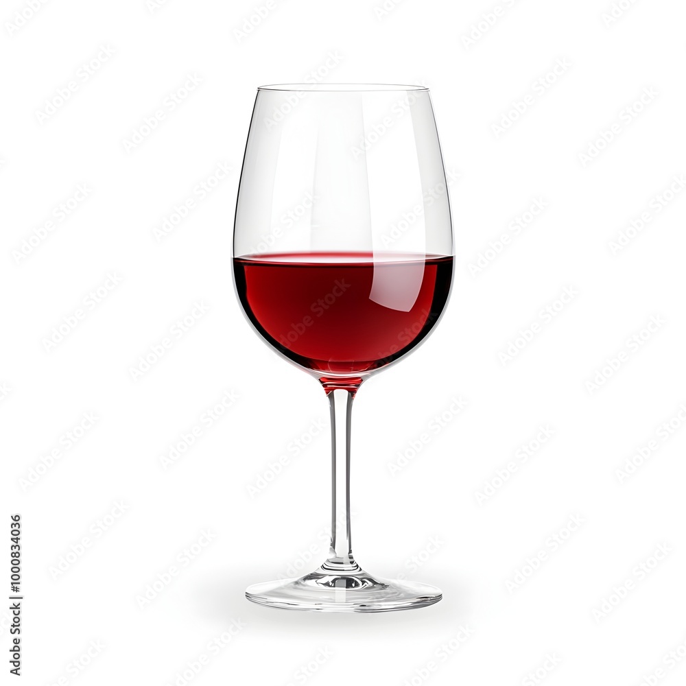 Perfectly Poured Malbec Wine in Elegant Stemware on White Background Perfectly Poured Malbec Wine in Elegant Stemware on White Background