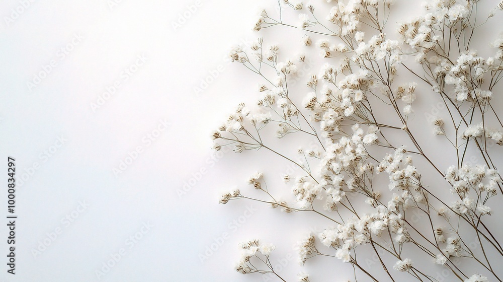 Delicate White Flowers on Neutral Background Delicate White Flowers on Neutral Background