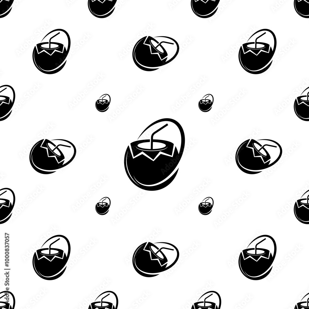 Fototapeta premium Coconut Icon Seamless Pattern M_2211001