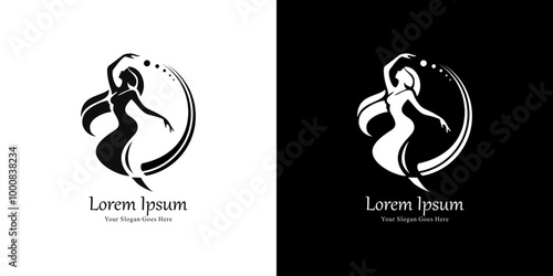 Logo design in the shape of a woman dancing beautifully
