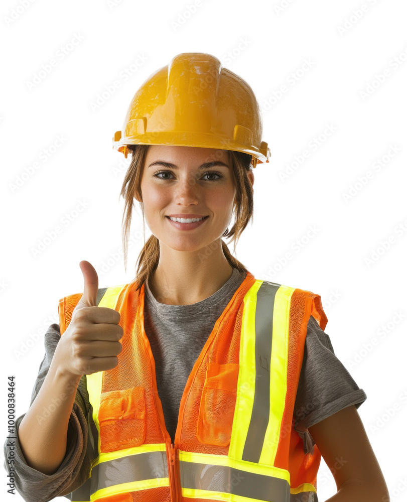 Construction worker giving a thumbs up with safety gear. Construction worker giving a thumbs up with safety gear.
