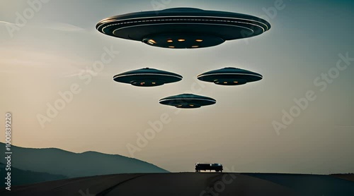 ufo flying above the clouds