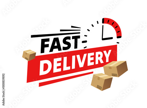 Fast delivery, express service, label emblem. Vector illustration