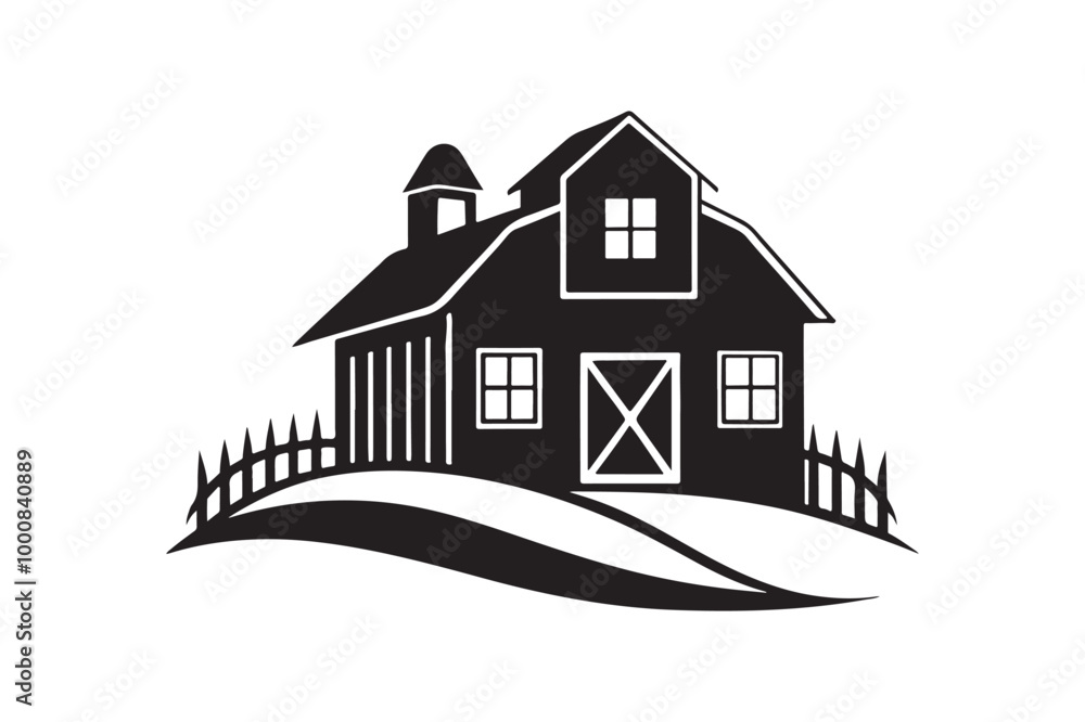 Farmhouse silhouette vector illustration Farmhouse silhouette vector illustration