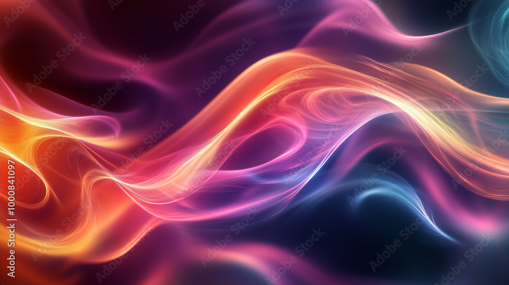 Fototapeta premium Wizualizacja energii w postaci kolorowych fal i linii, które płyną przez tło, tworząc wrażenie nieskończonego ruchu.
