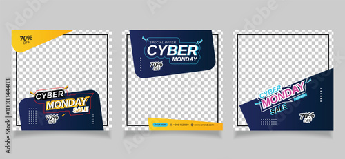 Cyber monday sale social media post template, trendy offer banner for instagram post promotion business