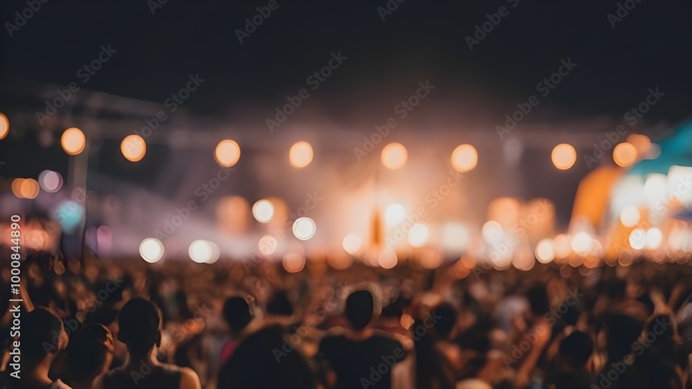 Obraz premium Blur image of night urban music festival for background usage
