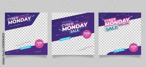 Cyber monday sale social media post template, trendy offer banner for instagram post promotion business
