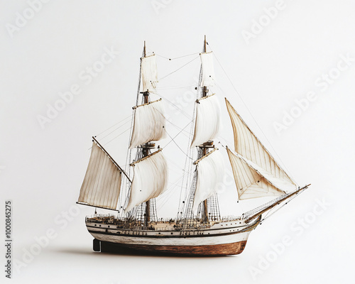 vintage sailboat model isolated on white background