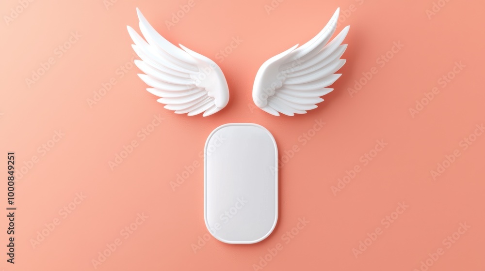 Sanitary pad mockup on a plain background showing absorbent core and wings Sanitary pad mockup on a plain background showing absorbent core and wings