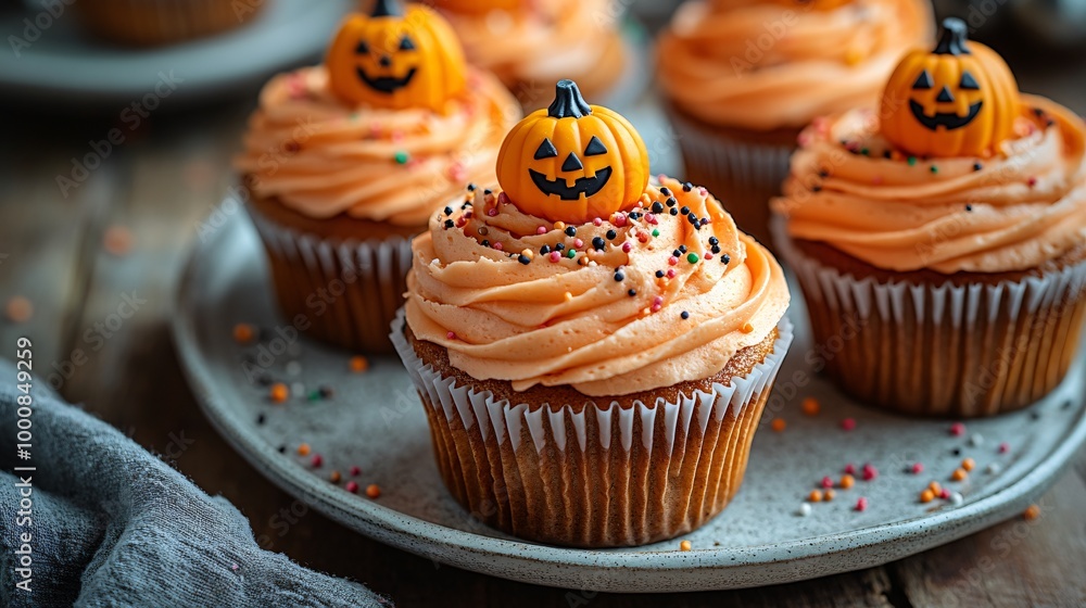Halloween muffins with pumpkins. Halloween muffins with pumpkins.