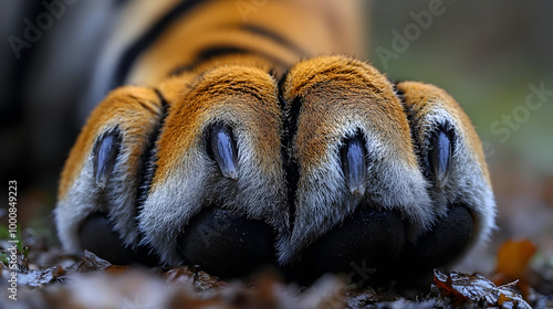 Close-up of the Back Paw and Paws of an Adult Tiger Focused on Details
 photo