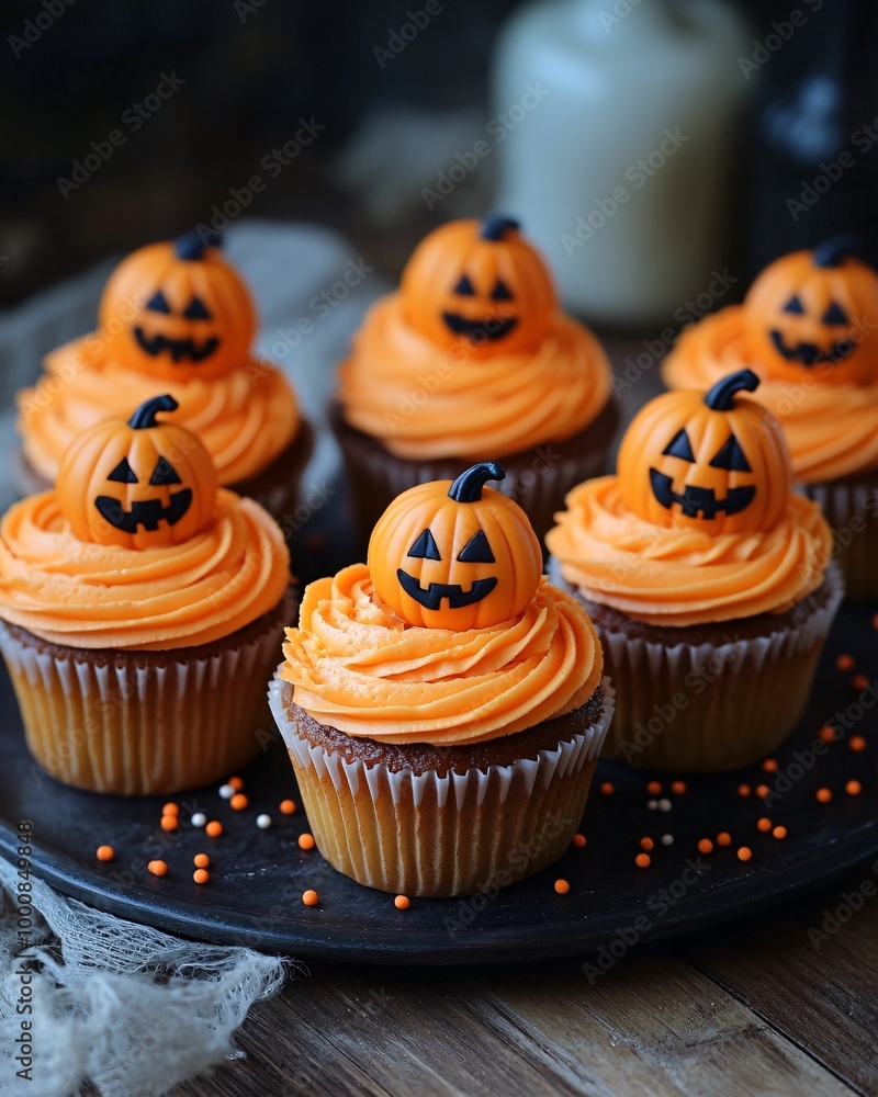 Halloween cupcakes with pumpkins. Halloween cupcakes with pumpkins.