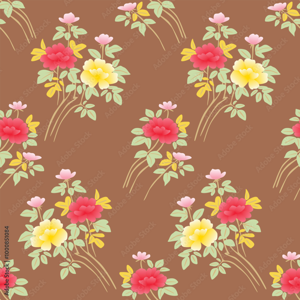 Japanese Pretty Bouquet Vector Seamless Pattern Japanese Pretty Bouquet Vector Seamless Pattern