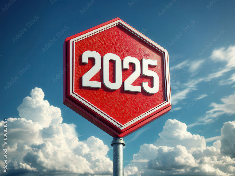 A red sign with the number '2025' symbolizing a New Year is coming A red sign with the number '2025' symbolizing a New Year is coming