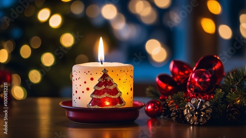 christmas candle and christmas decorations