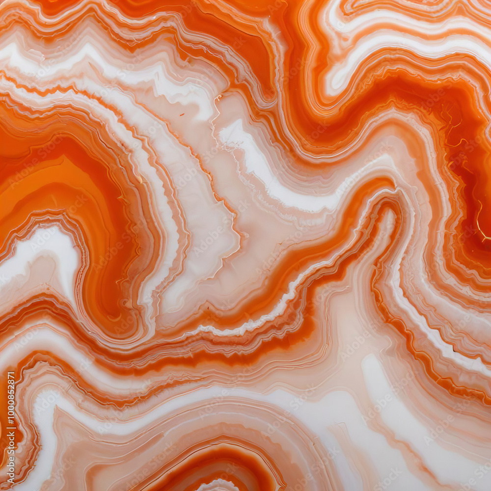 Obraz premium Orange and White Agate Stone with Swirling Patterns