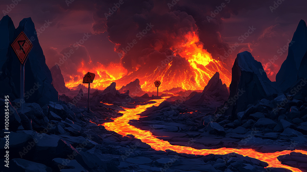 Fototapeta premium Lava Flow in Volcanic Landscape