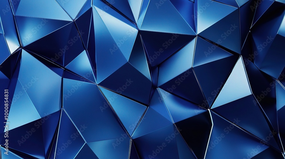 Obraz premium Blue Geometric Pattern with Shiny Triangles