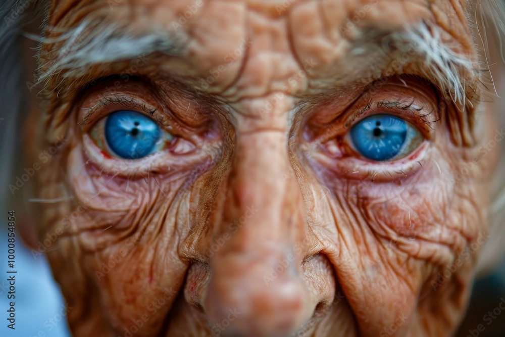 striking close up portrait of an elderly woman with deep wrinkles and piercing blue eyes. dramatic lighting highlights his features, creating a strong and contemplative expression against a dark striking close up portrait of an elderly woman with deep wrinkles and piercing blue eyes. dramatic lighting highlights his features, creating a strong and contemplative expression against a dark