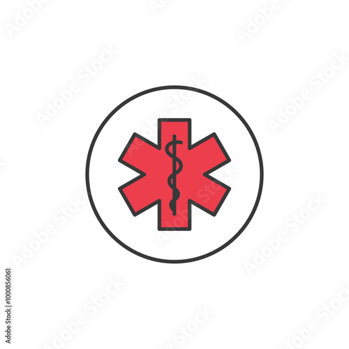 The medical alert symbol is a snake coiled around a staff, also known as the staff of Asclepius, and is a universally recognized emblem that alerts first responders to critical medical information