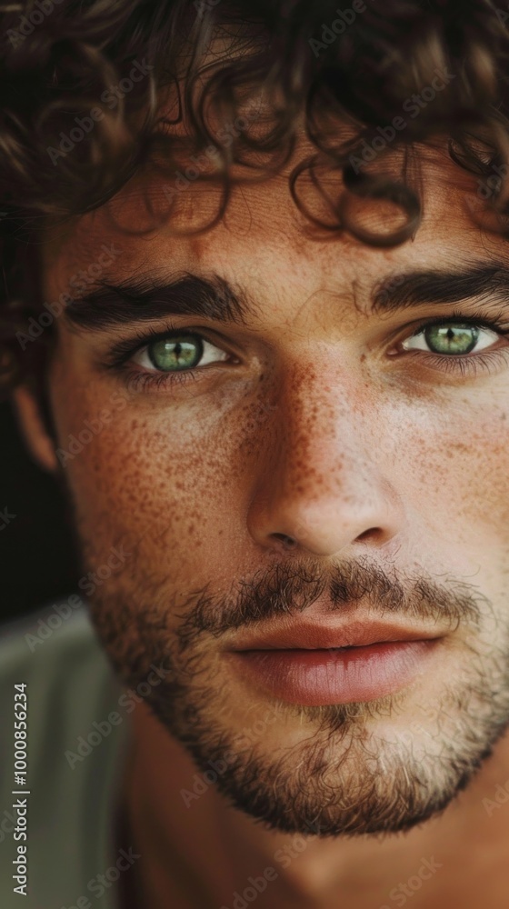 Obraz premium A man with green eyes and a beard