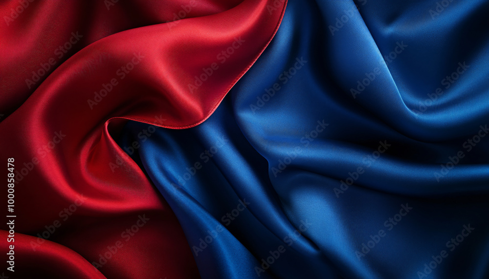Close-up of flowing, luxurious silk fabric in rich colors like deep red or royal blue, creating a smooth and elegant texture Close-up of flowing, luxurious silk fabric in rich colors like deep red or royal blue, creating a smooth and elegant texture