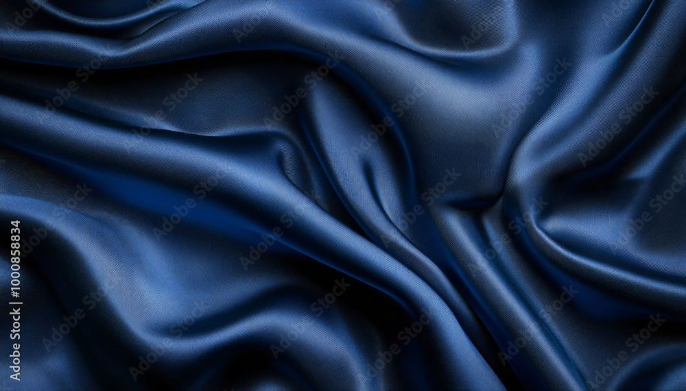 Fototapeta premium Close-up of flowing, luxurious silk fabric in rich colors like deep red or royal blue, creating a smooth and elegant texture