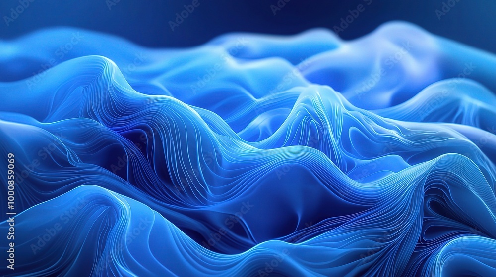 Obraz premium Vibrant Blue Abstract Textile Waves Background