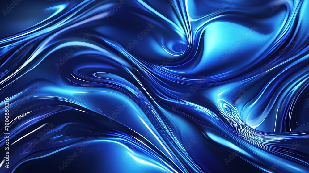 Obraz premium Blue Metallic Fluid Abstract Background Design