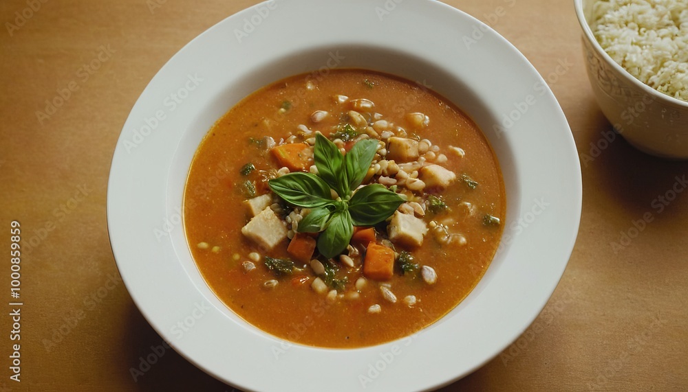 A bowl of soup with carrots and corn on the side
5 A bowl of soup with carrots and corn on the side
5